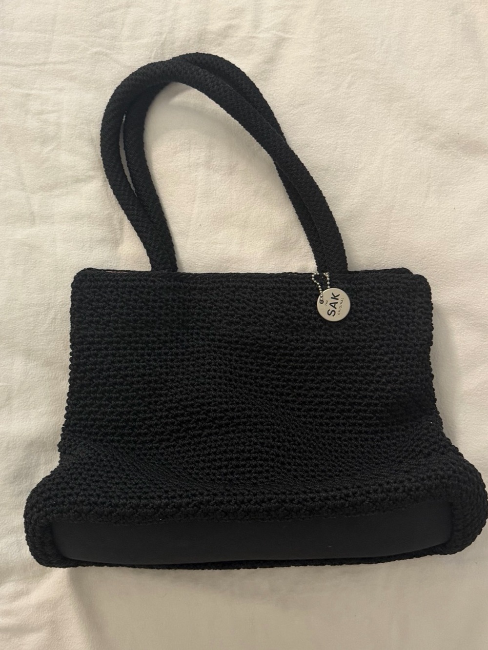 Sak Crochet Tote in Black & Pink